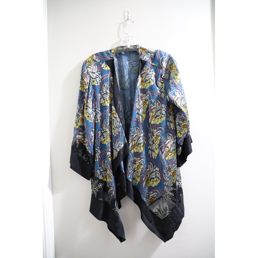 Violet Kay XL Floral Silk Blend Kimono Jacket Open Front‎ Lightweight